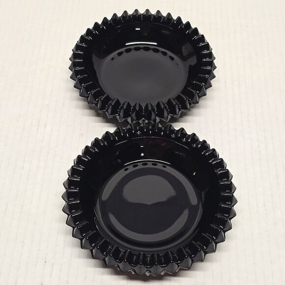 Indiana Glass Tiara Diamond Cut Black Ashtray Trinket Dish Depression Glass - Picture 3 of 8